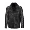 Single Breasted Sheepskin Graffiti Black Coat -Us Military Jacket Single Breasted Sheepskin Graffiti Black Coat1
