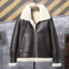 Stephen Dark Coffee Brown SF Shearling Jacket -Us Military Jacket Stephen Dark Coffee Brown SF Bomber Shearling Fur Leather Jacket