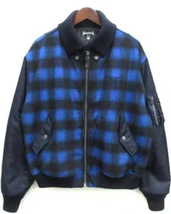 Supplier Checked Ma-1 Blue Flight Jacket