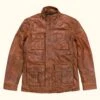 Theodore Leather Field Jacket -Us Military Jacket THEODORE Brown Leather Field Jacket