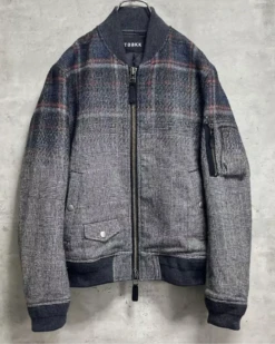 Taakk Ma-1 Gradient Glen Check Grey Wool Jacket