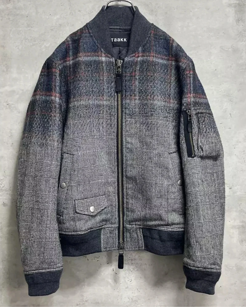 Taakk Ma-1 Gradient Glen Check Grey Wool Jacket 3 Taakk Ma-1 Gradient Glen Check Grey Wool Jacket