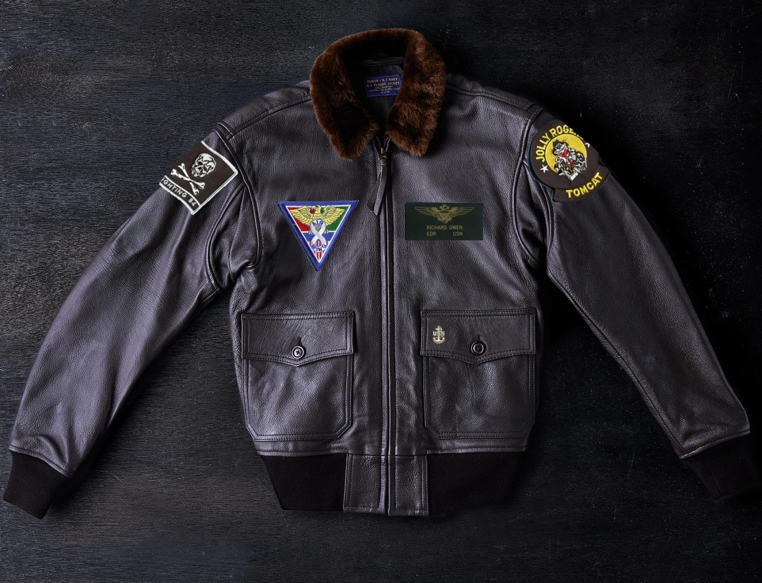 The Movie Version Tomcat Black Leather G-1 Flight Jacket 3 The Movie Version Tomcat Black Leather G-1 Flight Jacket