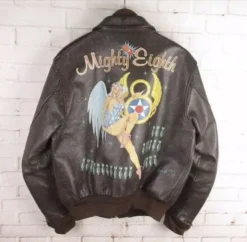 The Real Mccoy’s A-2 Mighty Eighth Brown Leather Flight Jacket