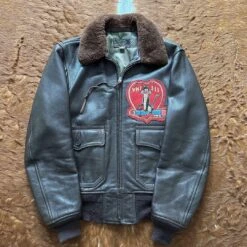 The Real Mccoy’s G-1 Brown Leather Flight Bomber Jacket
