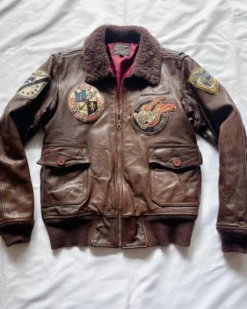 Top Gun Avirex G-1 Vintage Brown Leather Flight Jacket
