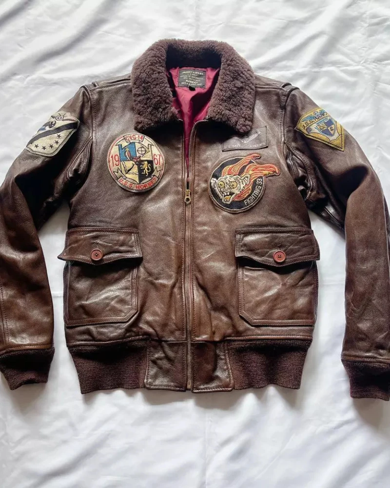 Top Gun Avirex G-1 Vintage Brown Leather Flight Jacket 3 Top Gun Avirex G-1 Vintage Brown Leather Flight Jacket