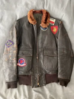 Top Gun G-1 Brown Leather Flight Bomber Jacket