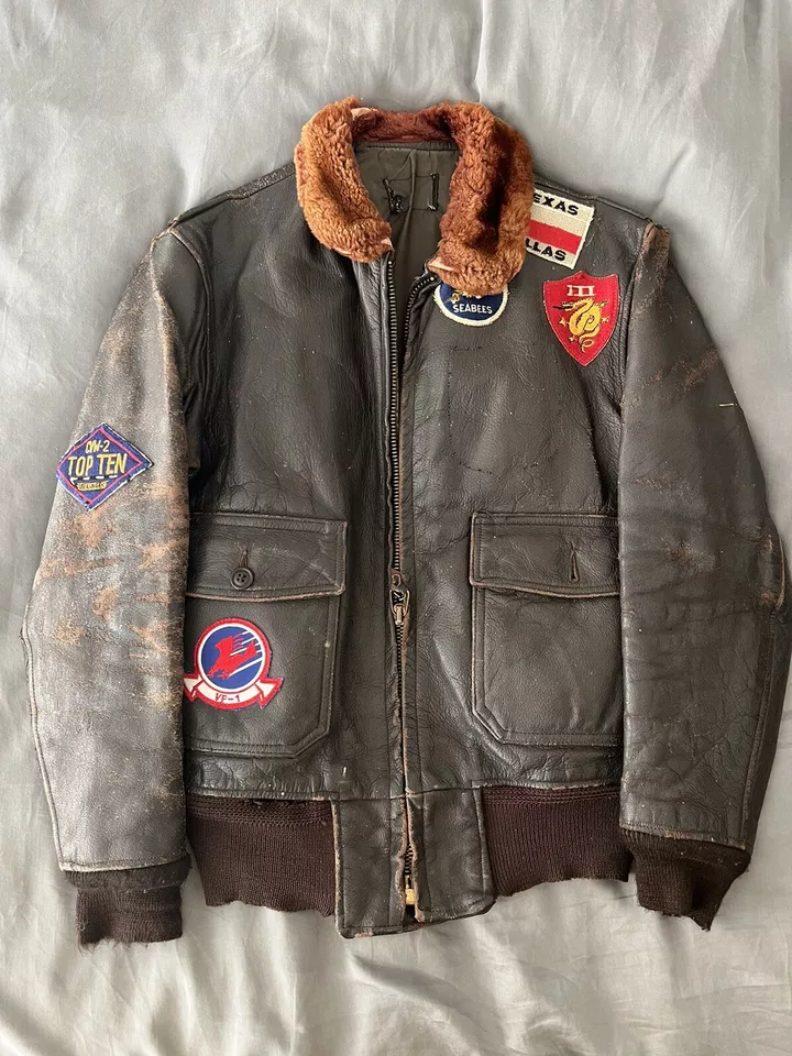 Top Gun G-1 Brown Leather Flight Bomber Jacket 3 Top Gun G-1 Brown Leather Flight Bomber Jacket