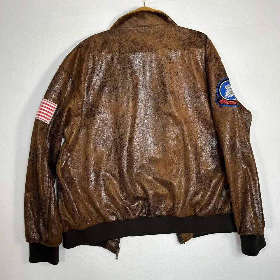 Top Gun Maverick Airman Brown Faux Leather Bomber Jacket 4 Top Gun Maverick Airman Brown Faux Leather Bomber Jacket - Image 2