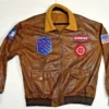 Top Gun Maverick Airman Brown Faux Leather Bomber Jacket 2 Top Gun Maverick Airman Brown Faux Leather Bomber Jacket -Us Military Jacket Top Gun Maverick Airman Brown Faux Leather Bomber Jacket