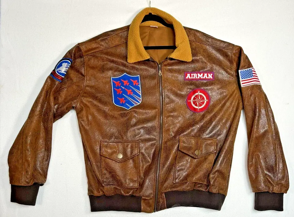 Top Gun Maverick Airman Brown Faux Leather Bomber Jacket 3 Top Gun Maverick Airman Brown Faux Leather Bomber Jacket