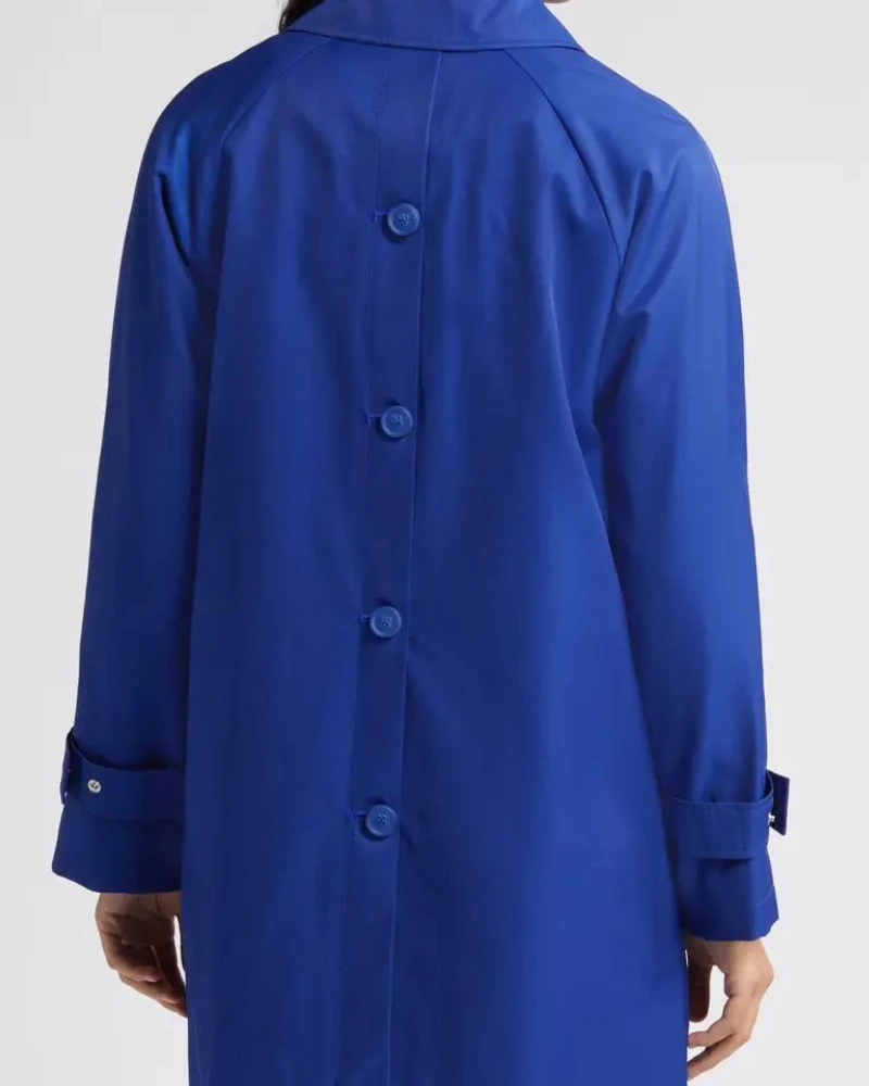 Via Spiga Balmacain Water Repellent Blue Cotton Blend Coat 4 Via Spiga Balmacain Water Repellent Blue Cotton Blend Coat - Image 2