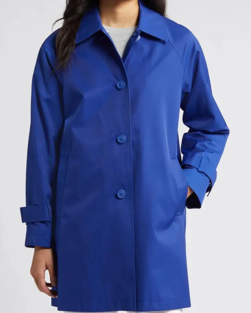 Via Spiga Balmacain Water Repellent Blue Cotton Blend Coat 3 Via Spiga Balmacain Water Repellent Blue Cotton Blend Coat