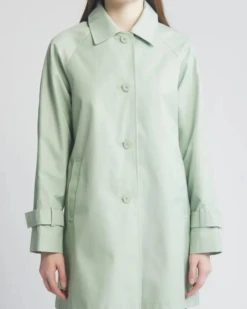 Via Spiga Balmacain Water Repellent Pistachio Cotton Blend Coat