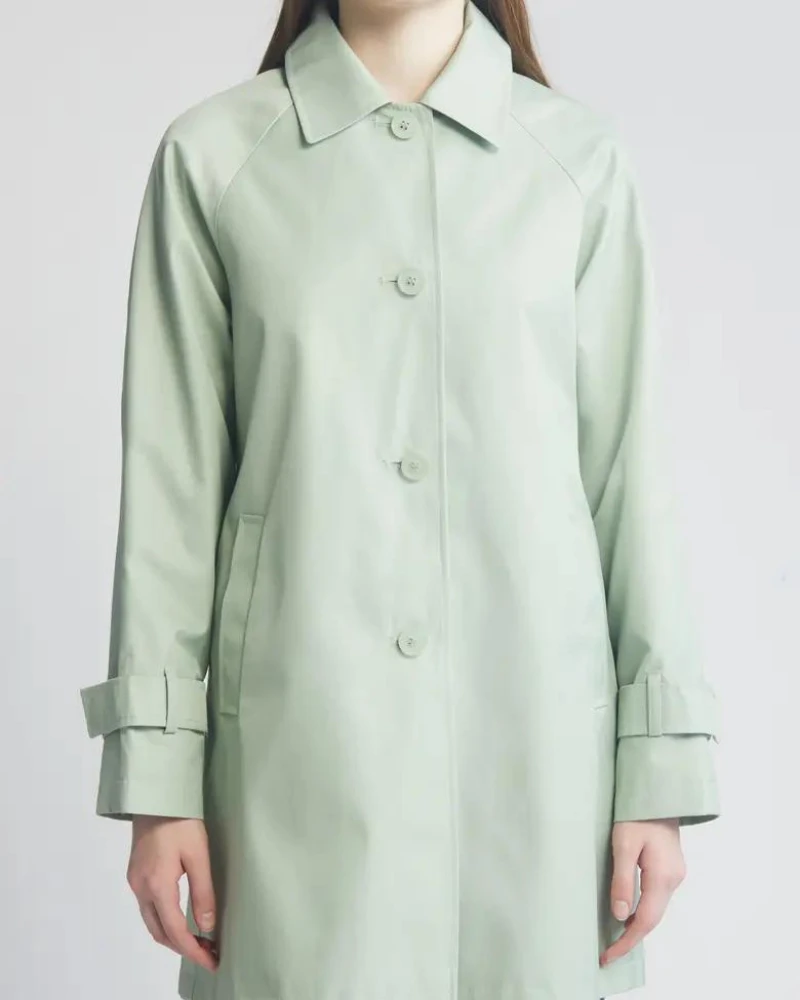 Via Spiga Balmacain Water Repellent Pistachio Cotton Blend Coat 3 Via Spiga Balmacain Water Repellent Pistachio Cotton Blend Coat