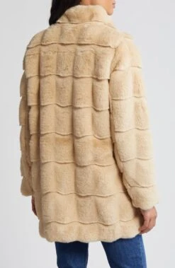 Via Spiga Beige Wavy Reversible Faux Fur Quilted Coat -Us Military Jacket Via Spiga Beige Wavy Reversible Faux Fur Quilted Coat