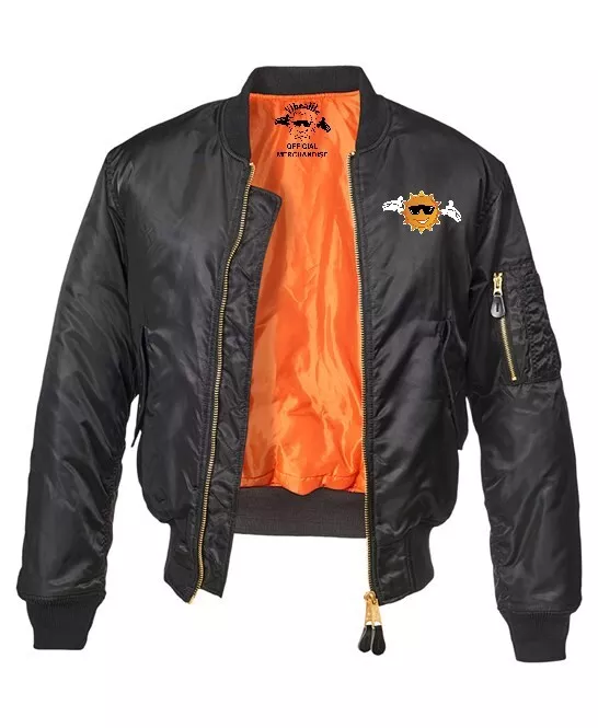 Vibealite Ma-1 Black Bomber Flight Logo Embroidered Jacket 4 Vibealite Ma-1 Black Bomber Flight Logo Embroidered Jacket - Image 2