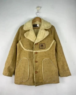 Vintage 80s B3 Sheepskin Shearling Sherpa Cream Leather Jacket
