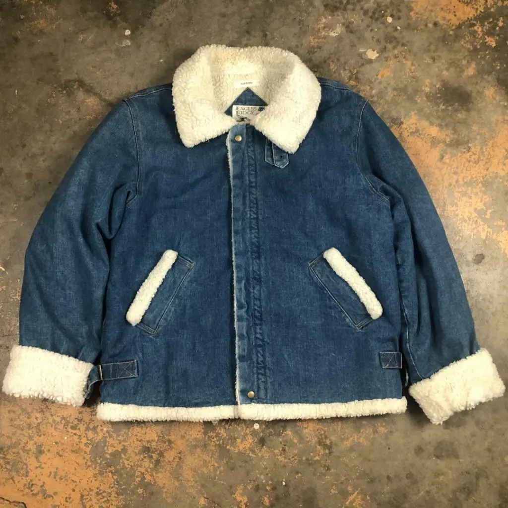Vintage 90s Eagles Ridge Denim Sherpa B-3 Flight Jacket 3 Vintage 90s Eagles Ridge Denim Sherpa B-3 Flight Jacket