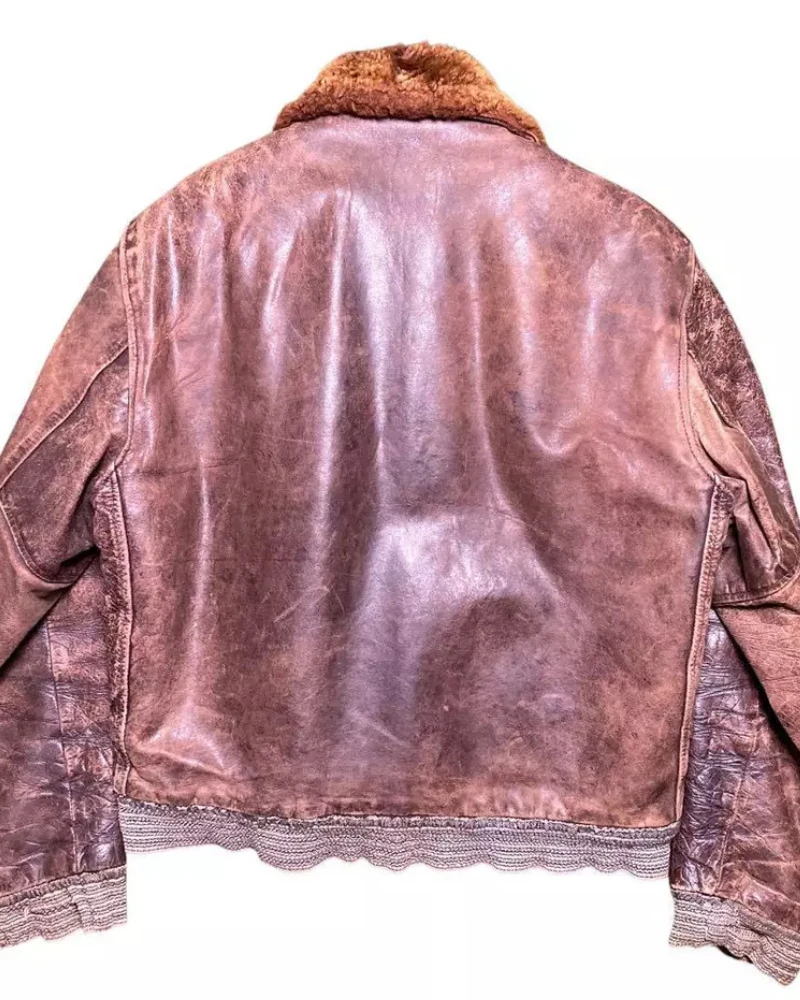 Vintage A-2 Brown Collar Boa Cause Leather Flight Jacket 4 Vintage A-2 Brown Collar Boa Cause Leather Flight Jacket - Image 2