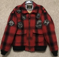 Vintage Schott Wool Plaid G-1 Red Bomber Jacket