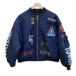Vintage Spacecraft Ma-1 Streetwear Blue Bomber Jacket