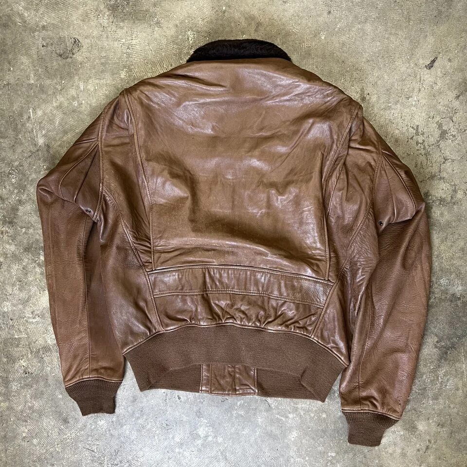 Vintage U.s Navy G-1 Brown Leather Flight Jacket 4 Vintage U.s Navy G-1 Brown Leather Flight Jacket - Image 2