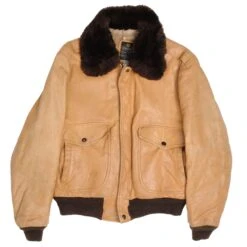 Vintage Us Air Force Cooper G-1 Beige Flight Leather Jacket