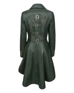 WOMENS BACK BUCKLE REAL LEATHER LONG GOTHIC COAT -Us Military Jacket WOMENS BACK BUCKLE REAL LEATHER LONG GOTHIC COAT3