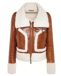 Women B3 Shearling Brown Leather Jacket