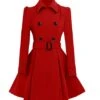 Women Double Breasted Swing Pea Coat