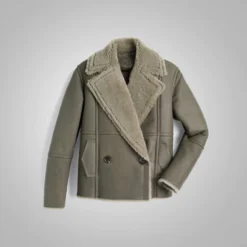 Women Sheepskin Shearling Pilot Aviator Flight B-3 Grey Bomber Jacket