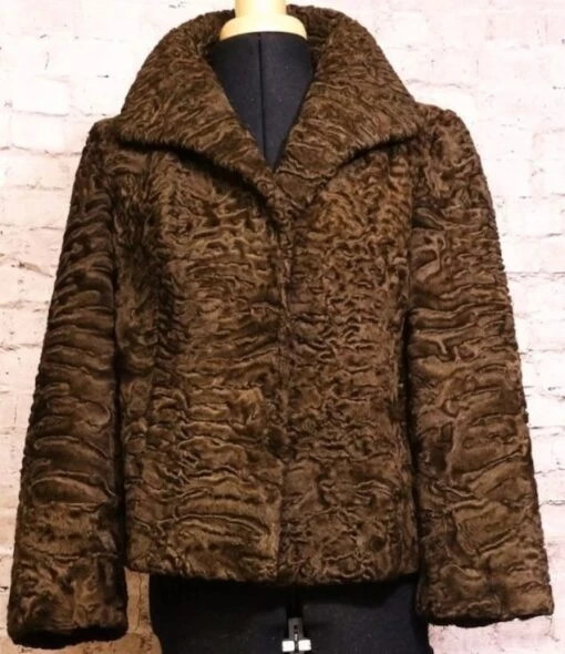 Women Persian Lamb Karakul Fur Brown Jacket 4 Women Persian Lamb Karakul Fur Brown Jacket - Image 2