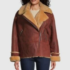 Addis-sf Sandy Vegan Shearling Moto Jacket