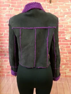 Women’s B-2 Fur Suede Black & Purple Leather Jacket -Us Military Jacket Womens B 2 Fur Suede Black Purple Leather Jacket 1