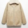 Women’s Beige Leather Shearling-lined Coat With Zip -Us Military Jacket Womens Beige Leather Shearling lined Coat With Zip 1 scaled 1