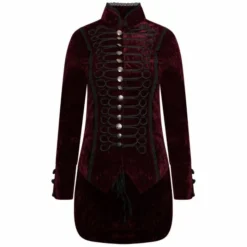 Women’s Burgundy Velvet Gothic Parade Tailcoat
