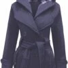 Women’s Checkered Hooded Style Navy Blue Trench Coat 1 Women’s Checkered Hooded Style Navy Blue Trench Coat -Us Military Jacket Womens Checkered Hooded Style Navy Blue Trench Coat