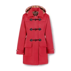 Women’s Duffle Detachable Hood Red Coat