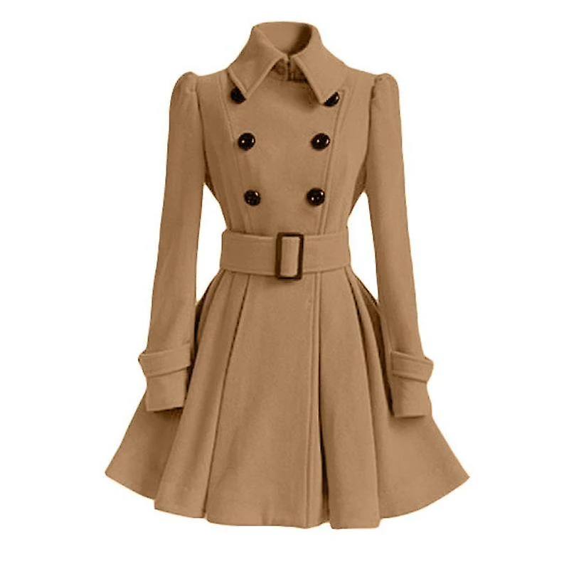 Women’s Fashion Classic Winter Thick Europe Belt Buckle Khaki Trench Coat 3 Women’s Fashion Classic Winter Thick Europe Belt Buckle Khaki Trench Coat