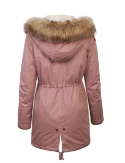 Womens Faux Fur Lined Pink Parka Jacket -Us Military Jacket Womens Fuax Fur Lined Pink Parka Jacket3
