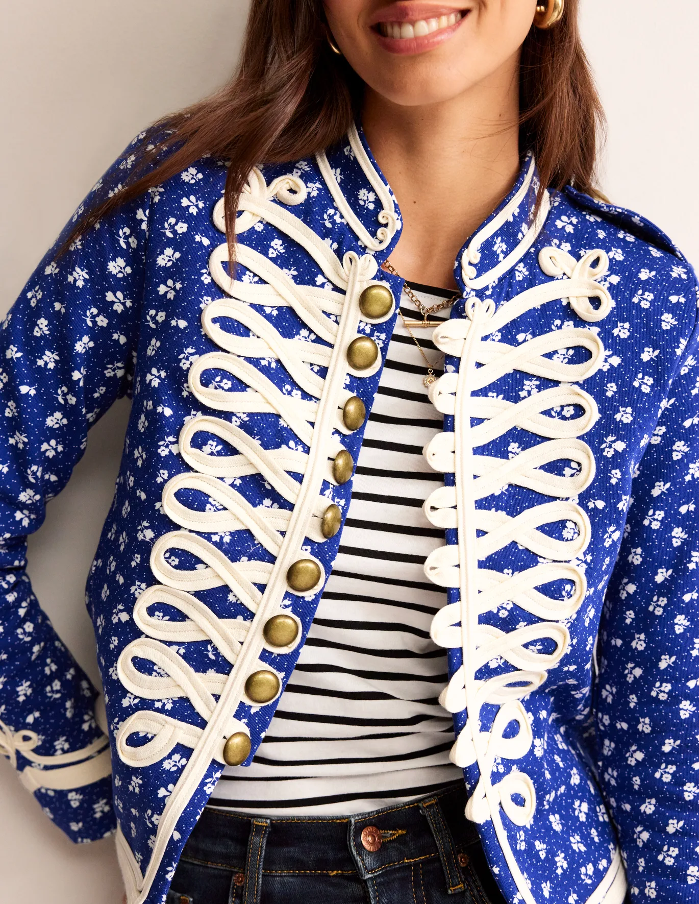 Women’s Jersey Blue Military Parade Jacket 5 Women’s Jersey Blue Military Parade Jacket - Image 3