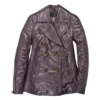 Womens Leather Pea Coat