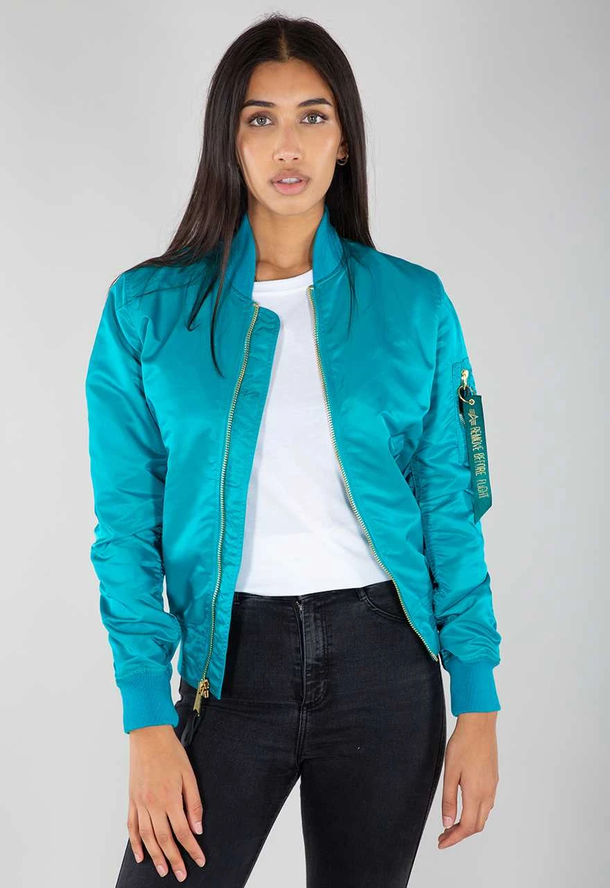 Women’s Ma-1 Blue Lagoon Bomber Jacket 4 Women’s Ma-1 Blue Lagoon Bomber Jacket - Image 2