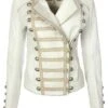 Womens Military White Leather Parade Jacket