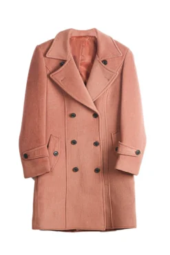Women’s Peach Double Breasted Long Coat