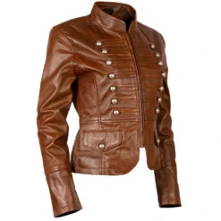 Women’s Real Leather Brown Parade Jacket -Us Military Jacket Womens Real Leather Parade Jacket