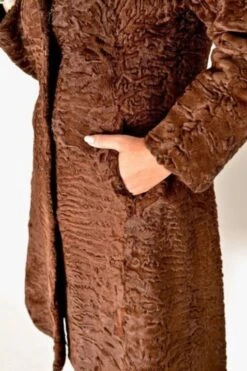Brown Fox Mink Fur Collar Swakara Lamb Fur Trench Coat -Us Military Jacket Womens Swakara Persian Lamb Fur Coat Fox Mink Fur Collar