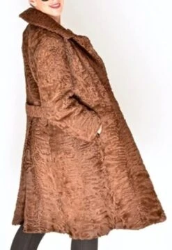 Brown Fox Mink Fur Collar Swakara Lamb Fur Trench Coat -Us Military Jacket Womens Swakara Persian Lamb Fur Trench Coat 1